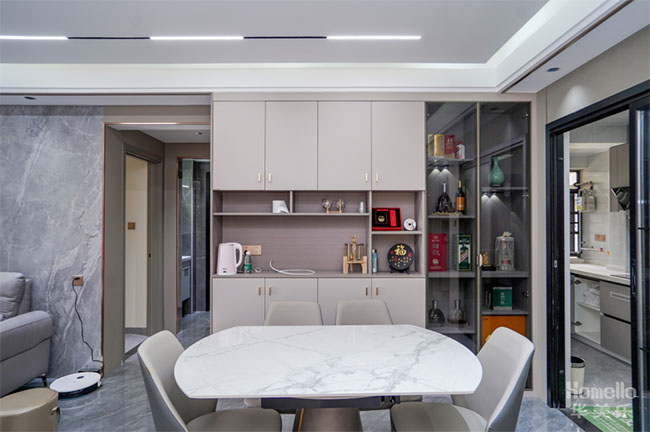 136㎡簡約四居，質(zhì)感拉滿橫廳布局，肉眼可見的舒適恬靜樂居